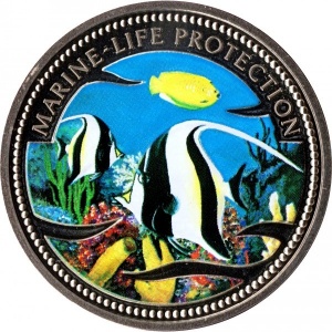 Реверс монеты Палау, 1 доллар, 2001, Рогатый занкл