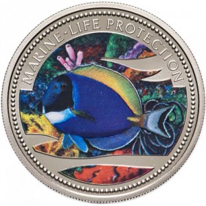 Реверс монеты Палау, 1 доллар, 2002, Синегрудый хирург