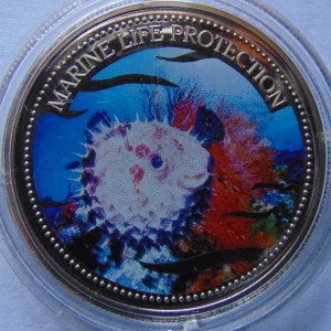 Реверс монеты Палау, 1 доллар, 2004, Иглобрюхая рыба
