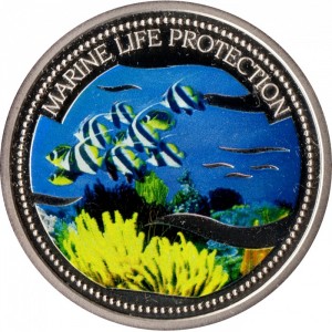 Реверс монеты Палау, 1 доллар, 2005, Рогатый занкл