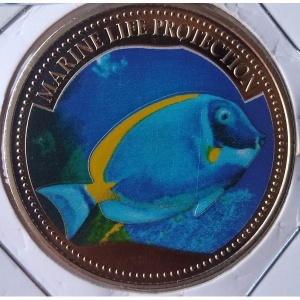 Реверс монеты Палау, 1 доллар, 2007, Голубой хирург