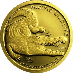 Реверс монеты Палау, 1 доллар, 2007, Гребнистый крокодил /Crocodylus porosus/