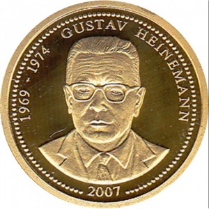 Реверс монеты Палау, 1 доллар, 2007, Известные немецкие политики - Густав Хайнеман