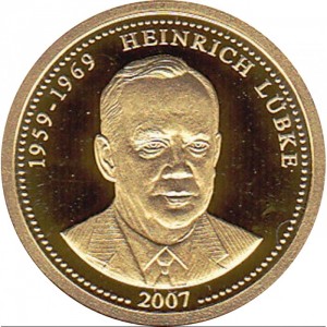 Реверс монеты Палау, 1 доллар, 2007, Известные немецкие политики - Генрих Любке