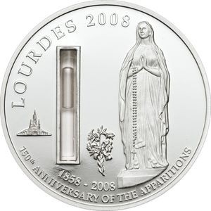 Реверс монеты Палау, 1 доллар, 2008, 150 лет явлению Богоматери Лурдской