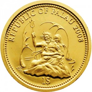 Аверс монеты Палау, 1 доллар, 2008, Темнопёрая серая акула