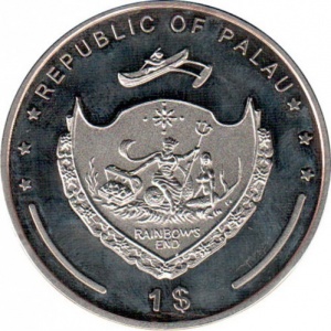 Аверс монеты Палау, 1 доллар, 2008, Вымирающие виды - Королевский ангел