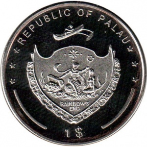 Аверс монеты Палау, 1 доллар, 2008, Вымирающие виды - Лангуст