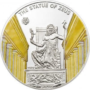 Реверс монеты Палау, 1 доллар, 2009, 7 Чудес Света - Статуя Зевса в Олимпии