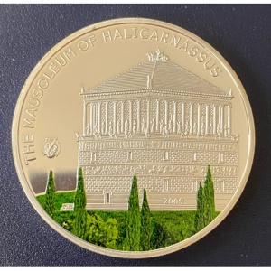 Реверс монеты Палау, 1 доллар, 2009, 7 Чудес Света - Мавзолей в Галикарнасе