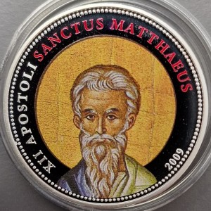 Реверс монеты Палау, 1 доллар, 2009, Святой Матфей /медь с посеребрением/