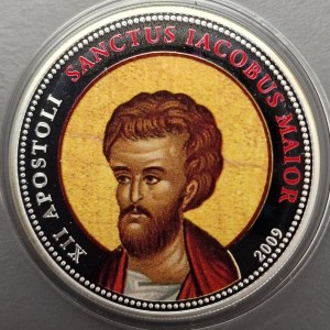Реверс монеты Палау, 1 доллар, 2009, Святой Иаков старший /медь с посеребрением/