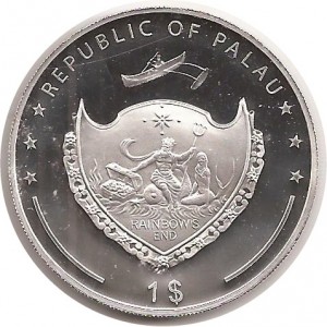 Аверс монеты Палау, 1 доллар, 2009, 80 лет Государству Ватикан. Папа Пий XII