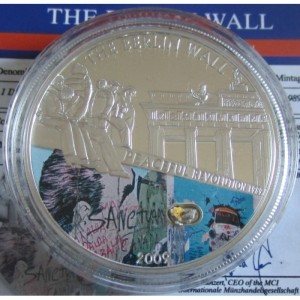 Реверс монеты Палау, 1 доллар, 2009, 20 лет падению Берлинской стены
