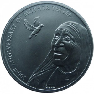 Реверс монеты Палау, 1 доллар, 2010, 100 лет со дня рождения Матери Терезы