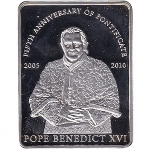 Реверс монеты Палау, 1 доллар, 2010, 5 лет понтификату Бенедикта XVI
