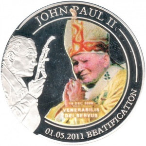 Реверс монеты Палау, 1 доллар, 2011, Папа Иоанн Павел II - Слуга Божий