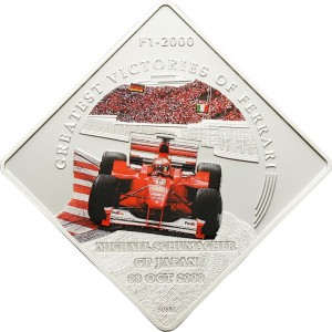 Реверс монеты Палау, 1 доллар, 2011, Величайшие победы Феррари - F1-2000, Михаэль Шумахер