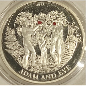 Реверс монеты Палау, 2 доллара, 2011, Библейские истории - Адам и Ева