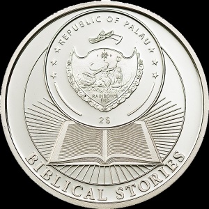 Аверс монеты Палау, 2 доллара, 2011, Библейские истории - 1-я заповедь