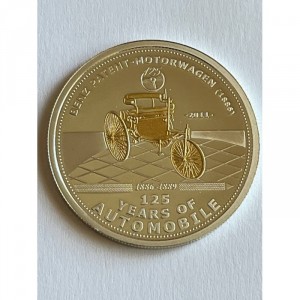 Реверс монеты Палау, 2 доллара, 2011, 125 лет автомобилям - Benz Patent-Motorwagen 1886