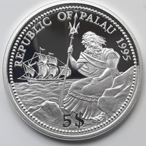 Аверс монеты Палау, 5 долларов, 1995, Морской конек