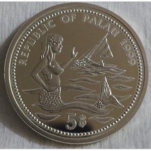 Аверс монеты Палау, 5 долларов, 1999, Манты