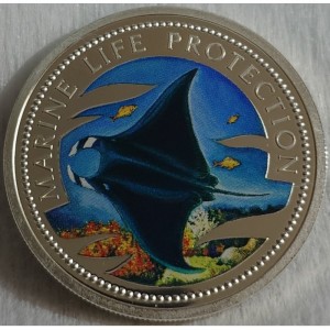 Реверс монеты Палау, 5 долларов, 1999, Манты