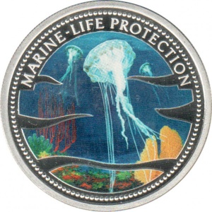 Реверс монеты Палау, 5 долларов, 2002, Медуза