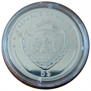 Аверс монеты Палау, 5 долларов, 2006, Метеорит Нантан