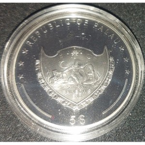 Аверс монеты Палау, 5 долларов, 2009, Цветок райской птицы