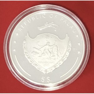 Аверс монеты Палау, 5 долларов, 2009, 20 лет падению Берлинской стены