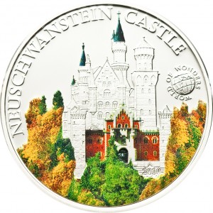 Реверс монеты Палау, 5 долларов, 2010, Замок Нойшванштайн