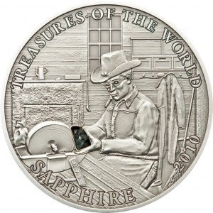 Реверс монеты Палау, 5 долларов, 2010, Сокровища мира - Сапфир