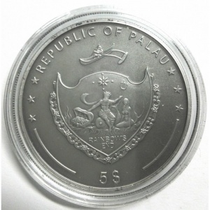 Аверс монеты Палау, 5 долларов, 2012, Сокровища мира - Топаз