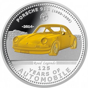 Реверс монеты Палау, 5 долларов, 2014, Легенды дорог - Porsche 911
