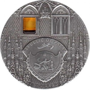 Аверс монеты Палау, 10 долларов, 2010, Минералогическое искусство - Храм Святого Семейства