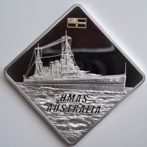 Реверс монеты Палау, 10 долларов, 2011, Самые большие линкоры - HMAS Australia