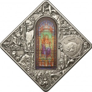 Аверс монеты Палау, 10 долларов, 2011, Священное искусство - Сантьяго-де-Компостела