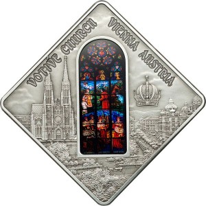 Реверс монеты Палау, 10 долларов, 2012, Священное искусство - Церковь Обета, Вена, Австрия