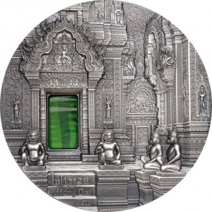 Реверс монеты Палау, 10 долларов, 2019, Тиффани Арт - Ангкор-Ват