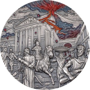 Реверс монеты Палау, 10 долларов, 2023, Ярость природы - Извержение вулкана Помпеи