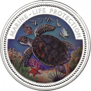 Реверс монеты Палау, 20 долларов, 1998, Морская черепаха
