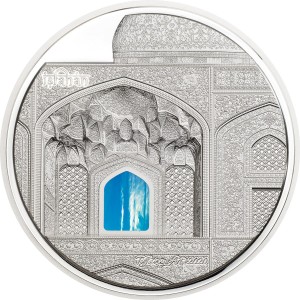 Реверс монеты Палау, 20 долларов, 2020, Тиффани Арт - Мечеть Джами в Исфахане /Сефевид/