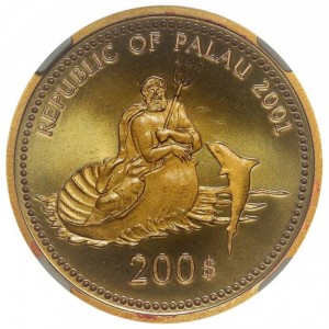 Аверс монеты Палау, 200 долларов, 2001, Медуза