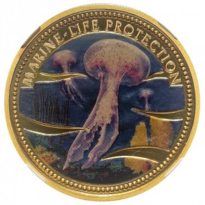 Реверс монеты Палау, 200 долларов, 2001, Медуза