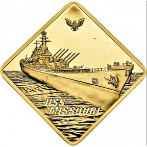 Реверс монеты Палау, 500 долларов, 2008, Самые большие линкоры - USS Missouri
