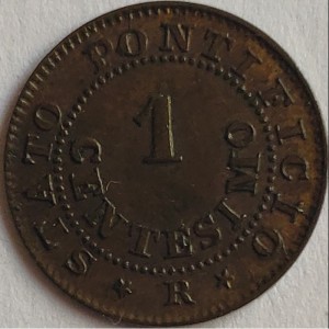 Реверс монеты Папская область, 1 чентезимо, 1866-1868