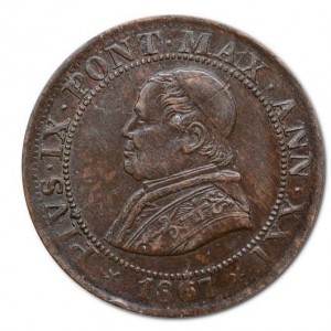 Аверс монеты Папская область, ½ сольдо, 1866-1867