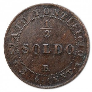 Реверс монеты Папская область, ½ сольдо, 1866-1867